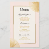Modern Gold Succulents Wedding Menu op Blush (Voorkant)
