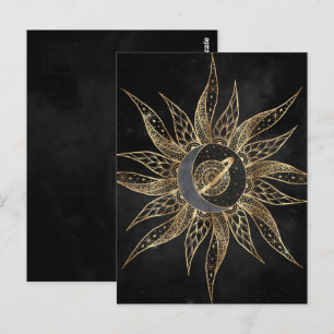 Modern Gold Sun Moon Planet Universe Mandala Briefkaart