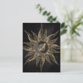 Modern Gold Sun Moon Planet Universe Mandala Briefkaart (Staand voorkant)