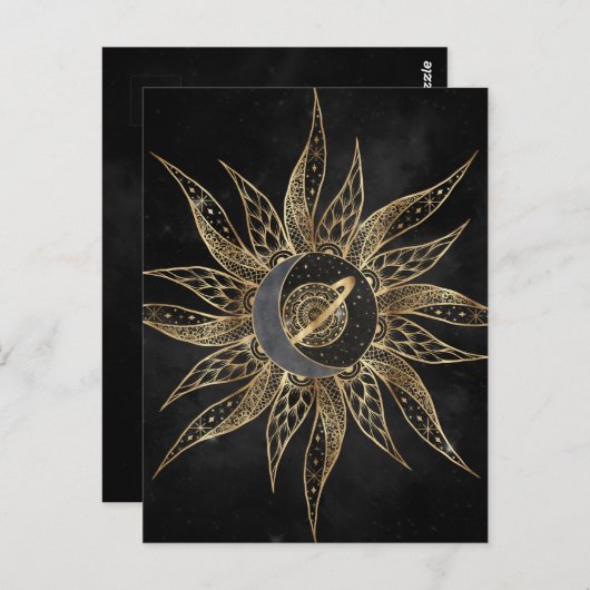 Modern Gold Sun Moon Planet Universe Mandala Briefkaart (Voorkant / Achterkant)