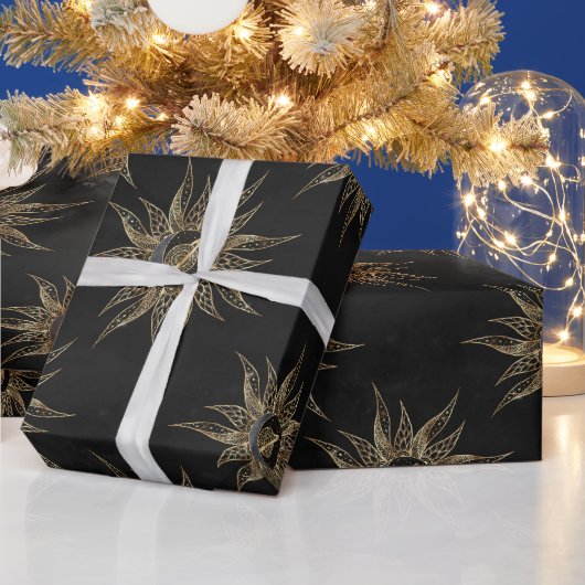 Modern Gold Sun Moon Planet Universe Mandala Cadeaupapier (Feestdagen)