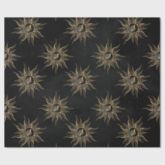 Modern Gold Sun Moon Planet Universe Mandala Cadeaupapier (Vlak)