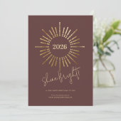Modern Gold Sunburst New Years Business Feestdagenkaart (Staand voorkant)