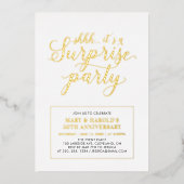 Modern Gold Surprise Jubileum Folie Uitnodiging (Voorkant)