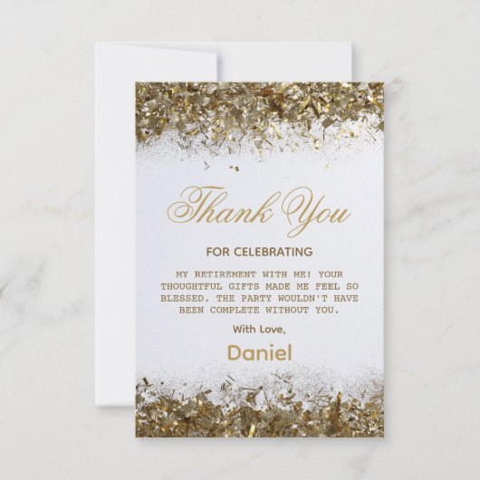 Modern Gold Surprise Pensioenfeest 2025 Bedankkaart (Voorkant)