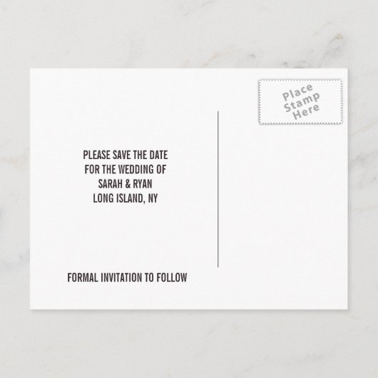 Modern Gold Swirl Label Bewaar de datum Fotokaart Aankondigingskaart (Achterkant)