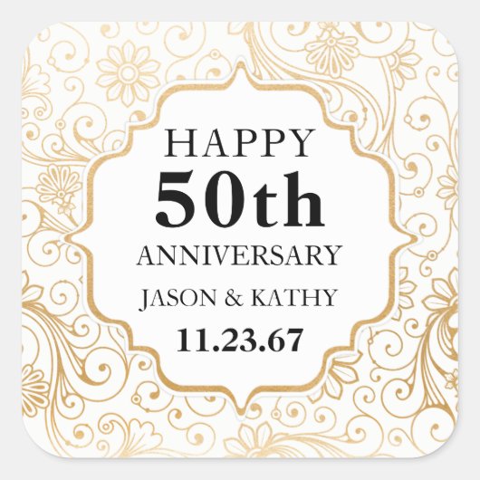 Modern Gold Swirl partij gunst sticker (Voorkant)