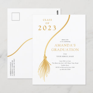 Modern Gold Tassel Graduation Party Briefkaart