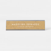 Modern Gold Terrazzo Gepersonaliseerde Desk Naam B Bureau Naambordje (Voorkant)