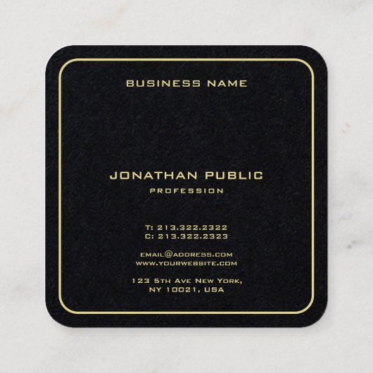 Modern Gold Text Elegant Sjabloon Premium Afgerond Vierkante Visitekaartje (Achterkant)