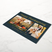 Modern Gold Text Fall Happy Thanksgiving Photo  Folie Feestdagenkaart (Gedraaid)