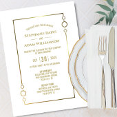 Modern Gold Text White Wedding Kaart