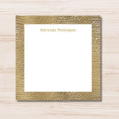 Modern Gold Texture Border Personalized Name  Notitiekaartje