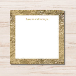 Modern Gold Texture Border Personalized Name  Notitiekaartje