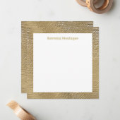 Modern Gold Texture Border Personalized Name  Notitiekaartje (Voorkant / Achterkant in situ)