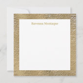 Modern Gold Texture Border Personalized Name  Notitiekaartje (Voorkant)
