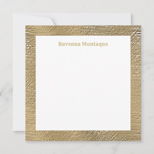 Modern Gold Texture Border Personalized Name Notitiekaartje (Voorkant)