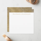 Modern Gold Texture Lined Personalized Name  Notitiekaartje (Voorkant / Achterkant in situ)