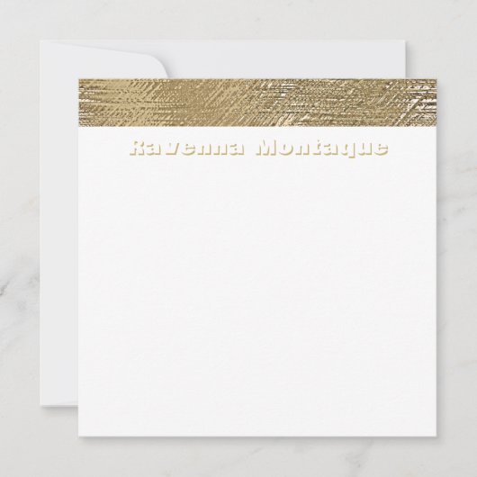 Modern Gold Texture Lined Personalized Name  Notitiekaartje (Voorkant)