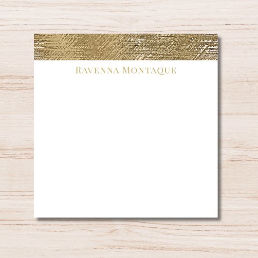 Modern Gold Texture Lined Personalized Name  Notitiekaartje