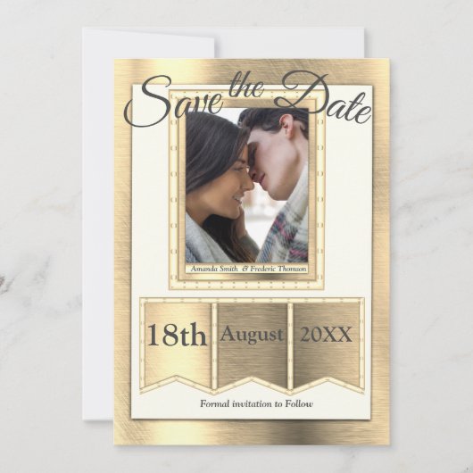 Modern Gold Texture Save The Date (Voorkant)