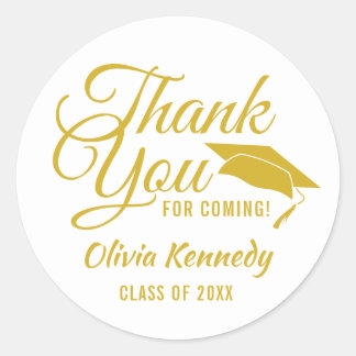 Modern Gold  Thank You Graduation Party Favor Ronde Sticker