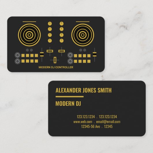 Modern Gold-Tone DJ Controller 2020 Visitekaartje (Voorkant / Achterkant)