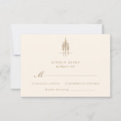 Modern Gold Tree Forest rustieke bruiloft RSVP Kaartje (Voorkant)