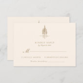 Modern Gold Tree Forest rustieke bruiloft RSVP Kaartje (Voorkant / Achterkant)