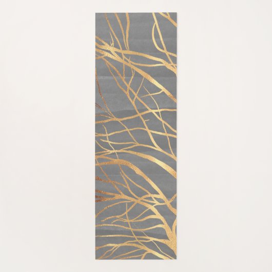 Modern Gold Tree Silhouette Minimaal grijs design Yogamat (Achterkant)