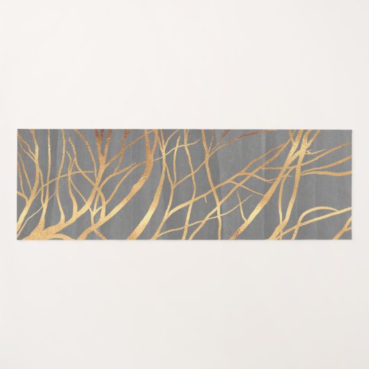 Modern Gold Tree Silhouette Minimaal grijs design Yogamat (Voorkant (horizontaal))