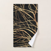 Modern Gold Tree Silhouette Minimaal zwart ontwerp Bad Handdoek (Handdoek)