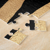 Modern Gold Tree Silhouette Minimaal zwart ontwerp Legpuzzel (Zijkant)