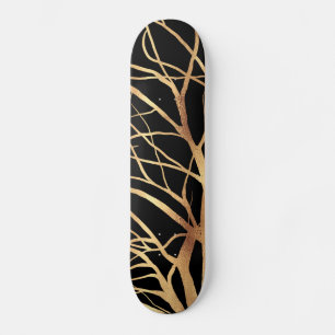 Modern Gold Tree Silhouette Minimaal zwart ontwerp Persoonlijk Skateboard