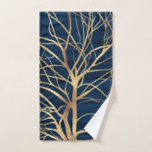Modern Gold Tree Silhouette Minimumblauw ontwerp Bad Handdoek (Handdoek)