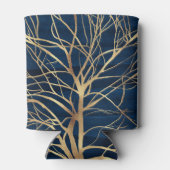 Modern Gold Tree Silhouette Minimumblauw ontwerp Blikjeskoeler (Achterkant)