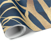 Modern Gold Tree Silhouette Minimumblauw ontwerp Cadeaupapier (Rol Hoek)