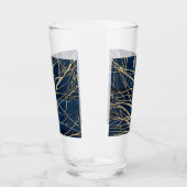 Modern Gold Tree Silhouette Minimumblauw ontwerp Glas (Links)