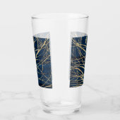 Modern Gold Tree Silhouette Minimumblauw ontwerp Glas (Rechts)