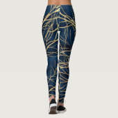 Modern Gold Tree Silhouette Minimumblauw ontwerp Leggings (Achterkant)