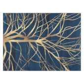 Modern Gold Tree Silhouette Minimumblauw ontwerp Tafelkleed (Voorkant (Horizontaal))
