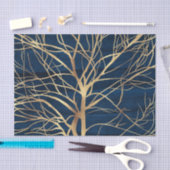 Modern Gold Tree Silhouette Minimumblauw ontwerp Tissuepapier (Craft)