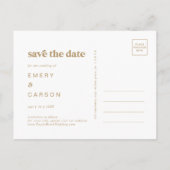 Modern Gold Typografie Foto Save the Date Uitnodiging Briefkaart (Achterkant)