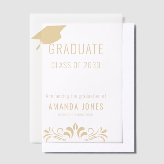 Modern Gold Typography Graduation Party Vellum Uitnodigingen (Offset)
