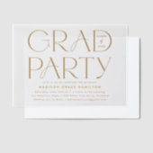 Modern Gold Typography Graduation Party Vellum Uitnodigingen (Offset)