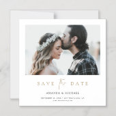 Modern Gold Typography Photo Wedding Save the Date Magnetische Uitnodiging (Voorkant)