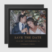 Modern Gold Typography Photo Wedding Save the Date Magnetische Uitnodiging (Voorkant / Achterkant)