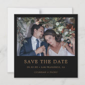 Modern Gold Typography Photo Wedding Save the Date Magnetische Uitnodiging (Voorkant)