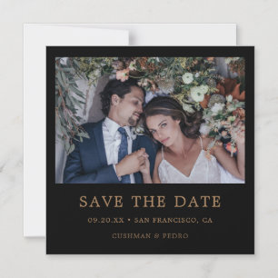 Modern Gold Typography Photo Wedding Save the Date Magnetische Uitnodiging
