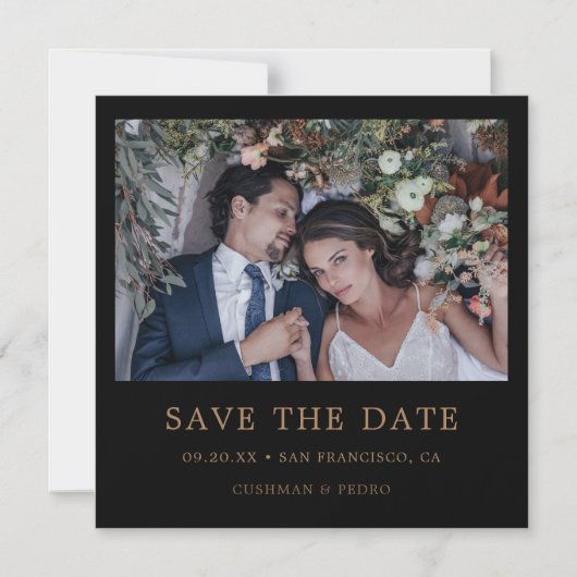 Modern Gold Typography Photo Wedding Save the Date Magnetische Uitnodiging (Voorkant)
